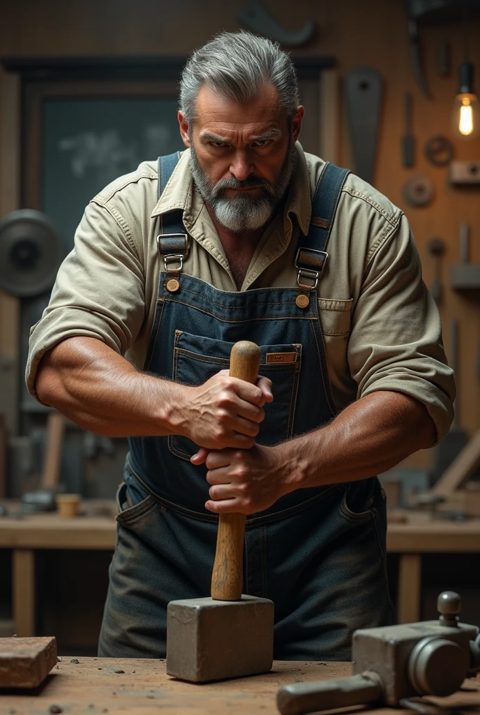 Carpenter and hamer for man