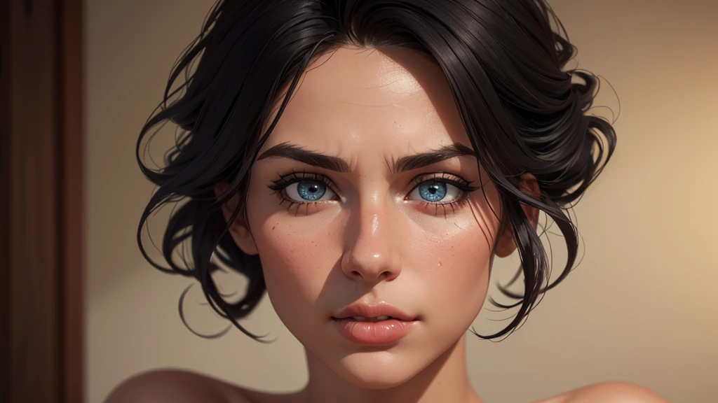 (8k, Photorealistic, photo brute, best quality: 1.4), (1fille), nice face, (realistic face), (black har, Cheveux courts:1.3), beautiful hairstyle, Realistic eyes, Beautiful detailed eyes, (Realistic skin), nice skin, attractif, ultra haute résolution, ultra realistic, very detailed, Gold name, completely naked