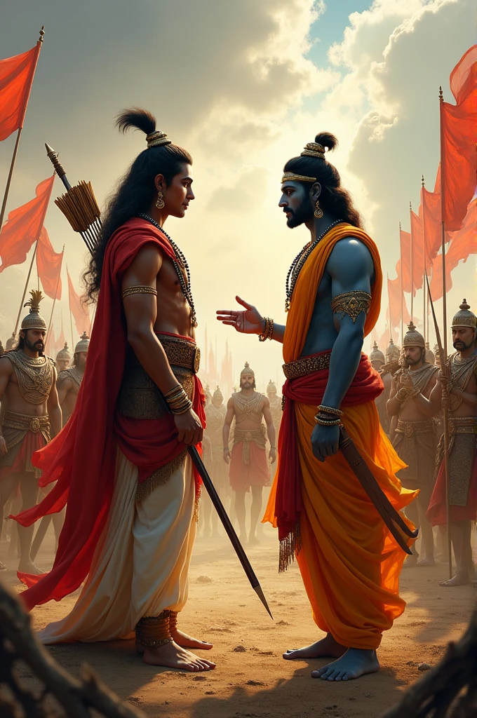 Image of argun and lord krishna in kurukshetra 