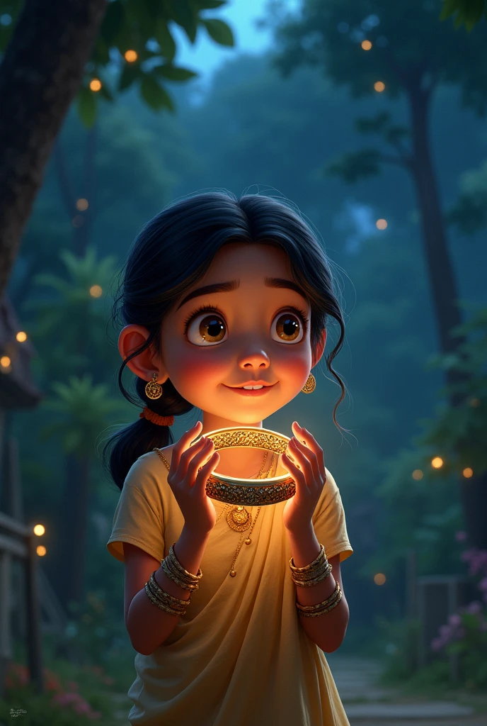 Ek chhoti si bacchi, jiska naam Anu tha, ek gaon mein rehti thi. Uske paas ek purani chudi thi, jo uski dadi ne use di thi. Anu har din us chudi ko bahar le jaakar jhilmilati hui taare dekhte hue khush hoti thi.