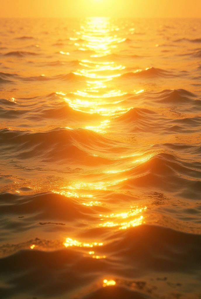 Create a picture of a golden sea,See the golden sparkling