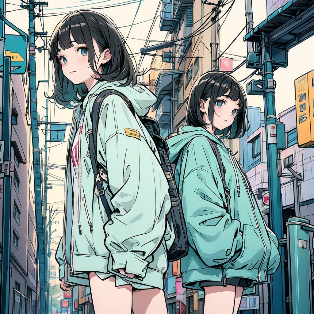 Very delicate,
beautiful girl,
break,
8k,
Highest quality,
masterpiece,
Super adopted,
Super detailed girls,
Ultra-fine illustrations,
break,
Active Pause,
street,
Shiny,
bright,
Rim Light,
break,
One girl,
alone,
College years,
Perfect female body,

Black Hair,
short hair,
Bangs Hairpin,
Asymmetrical bangs,


Round face,
Pale turquoise eyes,
sleepy,
(smile:0.8),
Medium chest,


break,
cap,
hoodie,
Pencil Skirt,
Long sleeve,
knapsack,