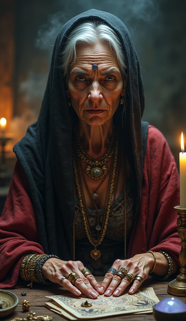 An old fortune teller woman 