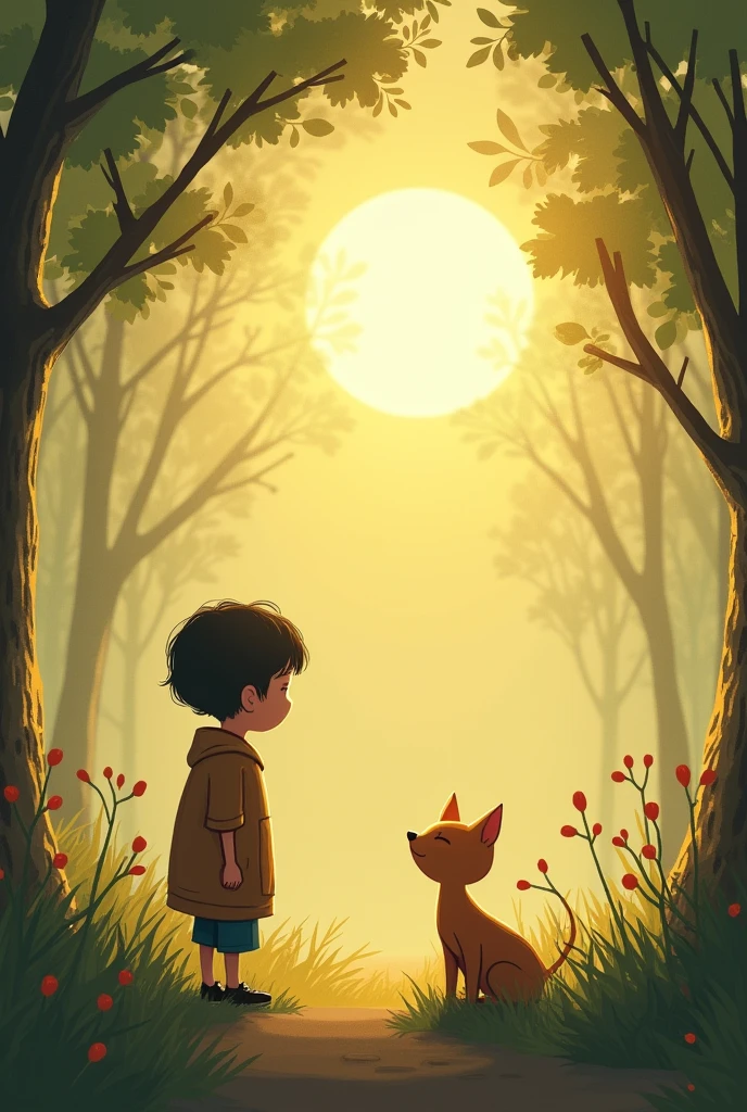 As the days passed, Milo began to notice something new. The warmth of the sun felt a bit like Luna's comforting presence. The gentle rustle of the leaves sounded like her soft purr. He realized she wasn't completely gone; her love was still around him, in the wind, the sun, and his heart.