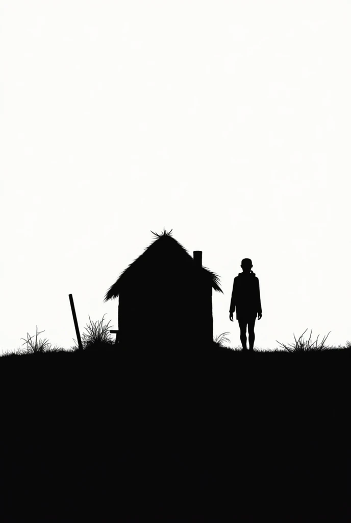 Silhouette of a house of a povert person 
