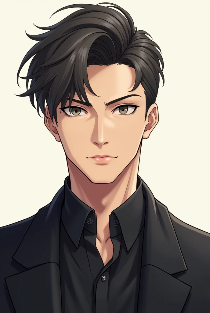 A anime man  from front with smart look