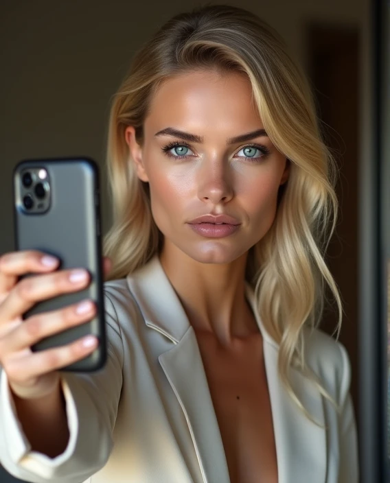 (photorealism:1.2), ((Sexy beautiful girl, Russian beauty, a thin fit body blonde)), ((Highest quality)), taking a selfie