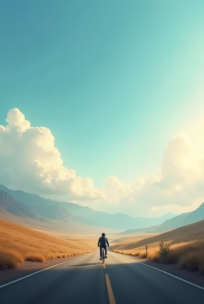Big sky and a road one bike