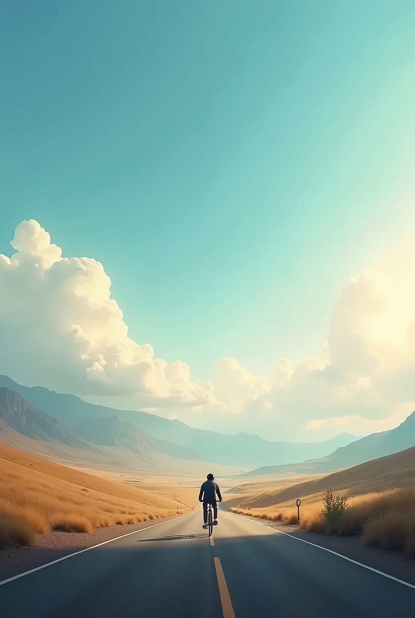 Big sky and a road one bike