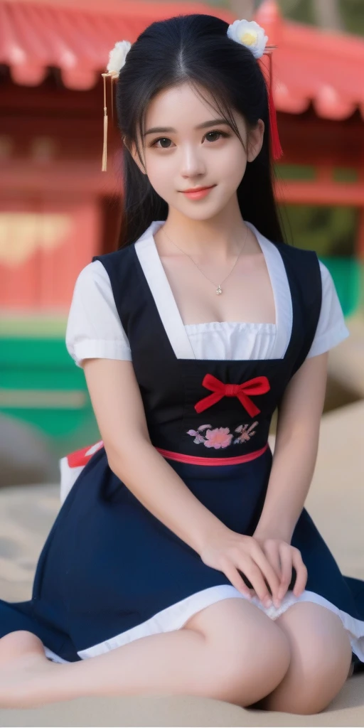((64k,Ultra-high resolution,Ultra high quality,masterpiece,Hyperrealistic,Young and adorable, beautiful, young, adorable,〜20 year old girl,young woman,Full body photo,Full body angle,Whole Body Ezbian,Surreal,Very detailed:1.3,Ultra-realistic:2.5)),Cute smile,Adorable smile,nice smile,Baby Face,A Cup〜D Cup Size Breast,Straight Long Hair,Black Hair,Sitting,Cute face,Glowing Skin,Glossy face,Beautiful body,concentrated,((Beach)),((VNeck dress,Slimming waist dress,Elegant short sleeve dress)),((Color on background々Fireworks)),((High school girl blazer,Transparent exy maid outfit,Sister dress with embroidered collar,Wear a shrine maiden's costume and roll up your mini hakama.,Aircraft Cabin Attendant Uniform,Aircraft Stewardess Uniform)),((Seamless Ultra-thin All-through Pantyhose,Ultra-thin seamless pantyhose, sexy, all-through, beautiful legs, tights, sheer, pantyhose, women's)),single eyelid,Long legs,Thin legs,Beautiful hands and feet,Thin thighs,Nice thighs,((Ultra Micro Mini Skirt:1.2)):1.4,underwear simpleunderwear,((地面にSitting)),Water Lake,A prestigious European-style castle,Rose garden in the background,Bare shoulders,Low - Angle,((Face your body forward)),((Sitting position)),((Spread your legs and do the M-leg pose.)),Pull up one'My tight skirt,bangs,Beautiful legs,((Wearing:1.3)),((Girl panties exposed:1.3)),((Japanese women who still retain their beautiful youthfulness,A European woman who still retains her beautiful youthfulness)),With a young body,