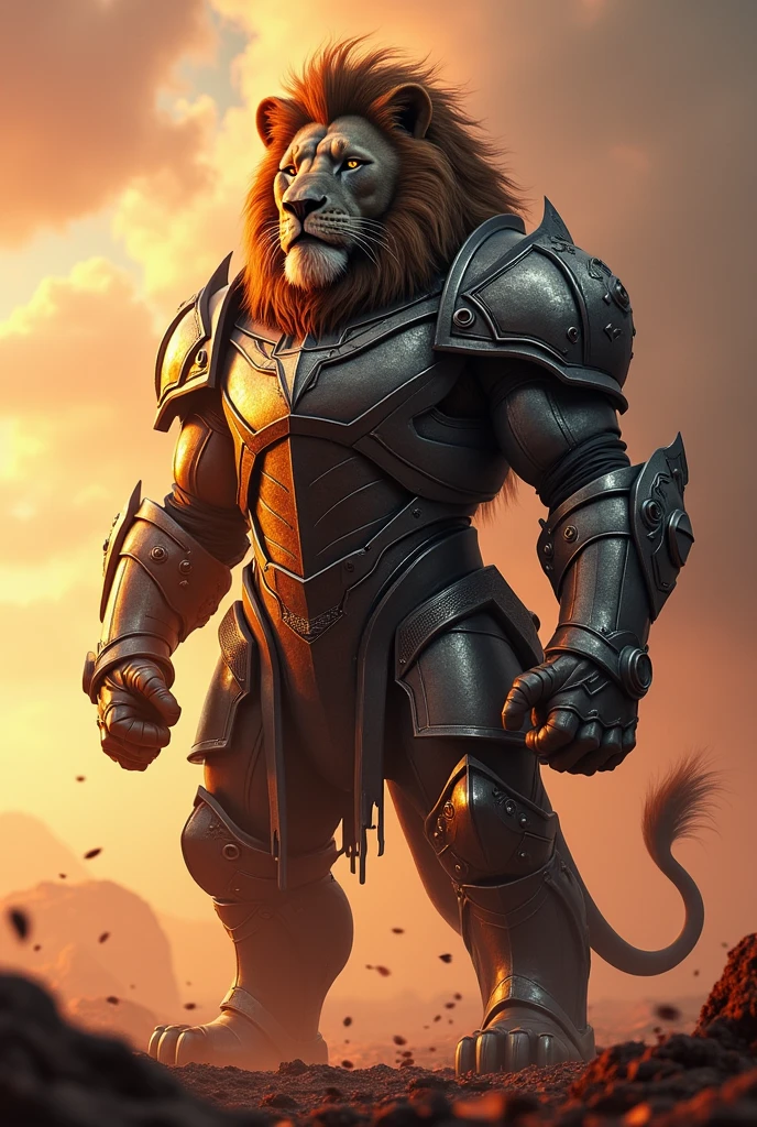 A lion was in Iron suit