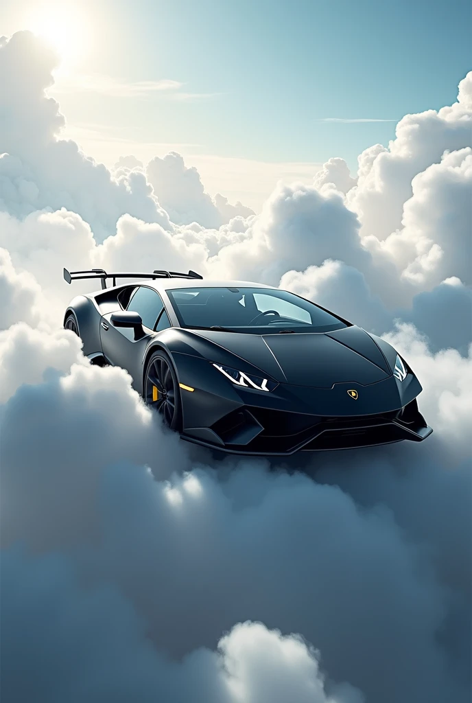 Lamborghini huracan evo color black running in sky