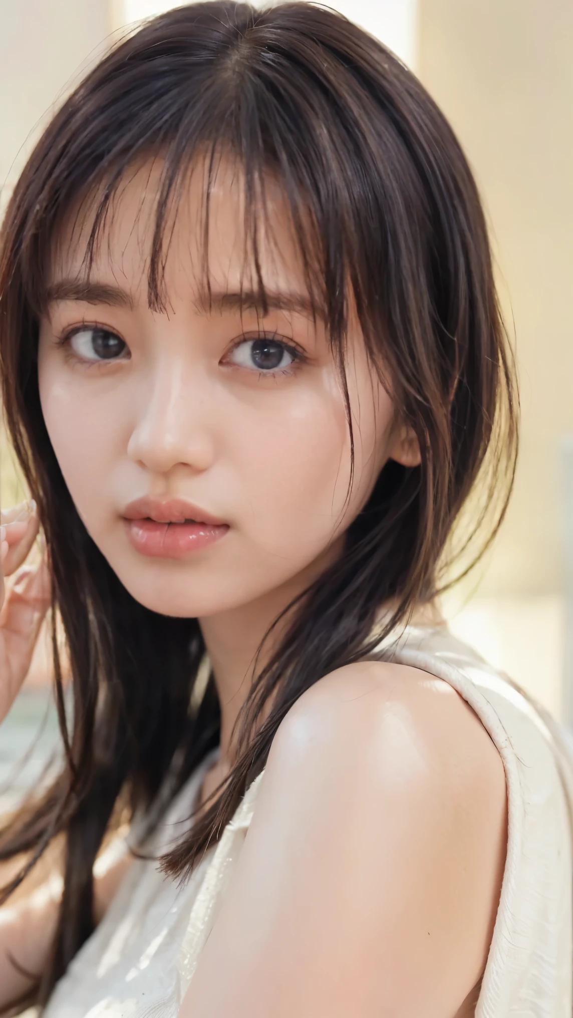 Memory correction:2.55, Everything is modern:1.66, Beautiful Japanese woman photo, smile, 20-year-old, Oil for straight, one-length hair&Hair balm:1.55, (photo Realistic:1.4), (hyper Realistic:1.4), (Realistic:1.3), (Smoother lighting:1.05), (Improving the quality of cinema lighting:0.9), 32K, 1 person,20-year-oldの, Realistic lighting, Backlight, The light shines on your face, Ray Tracing, (Bright light:1.2), (Improvement of quality:1.4), (Highest quality Realistic textured skin:1.4), fine grain, Detailed face,(smile:0), (Emphasis on face close-up:1.3), (Enhances the beauty of skin texture:1.1),((Extremely precise and accurate anatomy:1.0)), (Enhances the beauty of skin texture:1.1), Clean and glowing skin, mesh, thin:1.2, (Realistic:1.3), Realisticなライティング, (Smoother lighting:1.05), 32K, One Japanese woman, fine grain, Detailed face, (Film Grain:1.1),(Accentuates body lines:1.1), High resolution, Natural look, Kind eyes, Improves hair quality, Delicate light and shadow, Transparent muscles, Graceful pose, Beautiful Eyes, Sharp details, Soft light reflection, Beautiful contours, Delicate skin tone, Fine hair texture,Cute Japanese Women Photos,