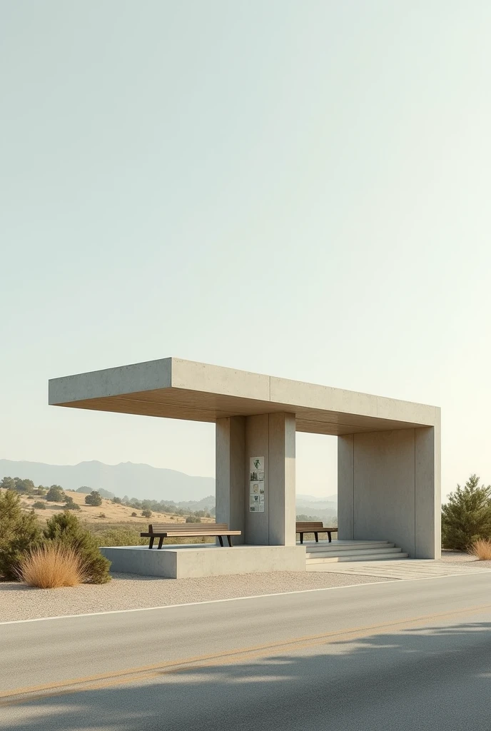 abstract shaped rest stop made with a horizontal bar