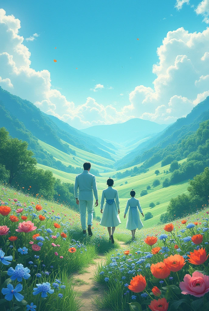 The world is full of floral fragrance, blue silver very wide