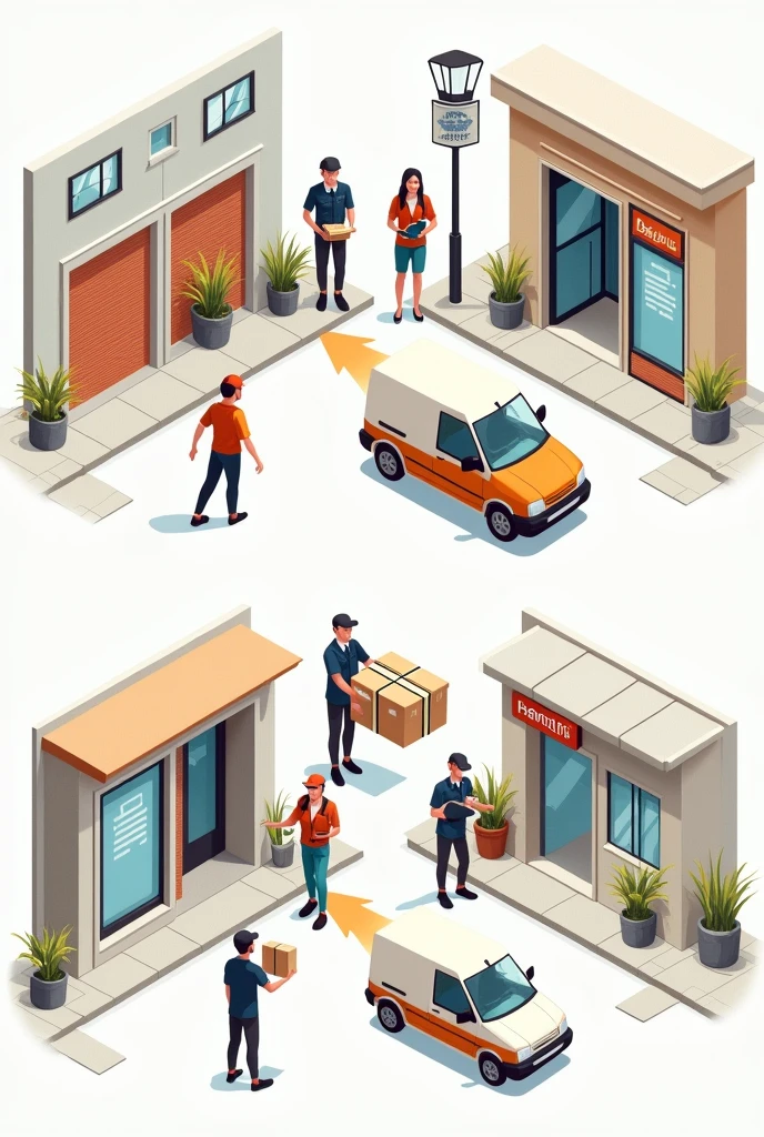 Generate a image pick up &. Drop for courier service
