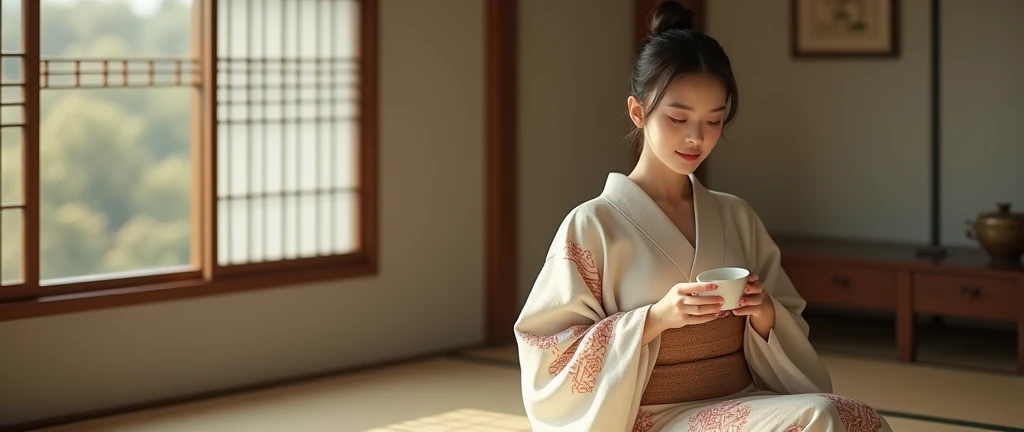 Woman drinking  sake
