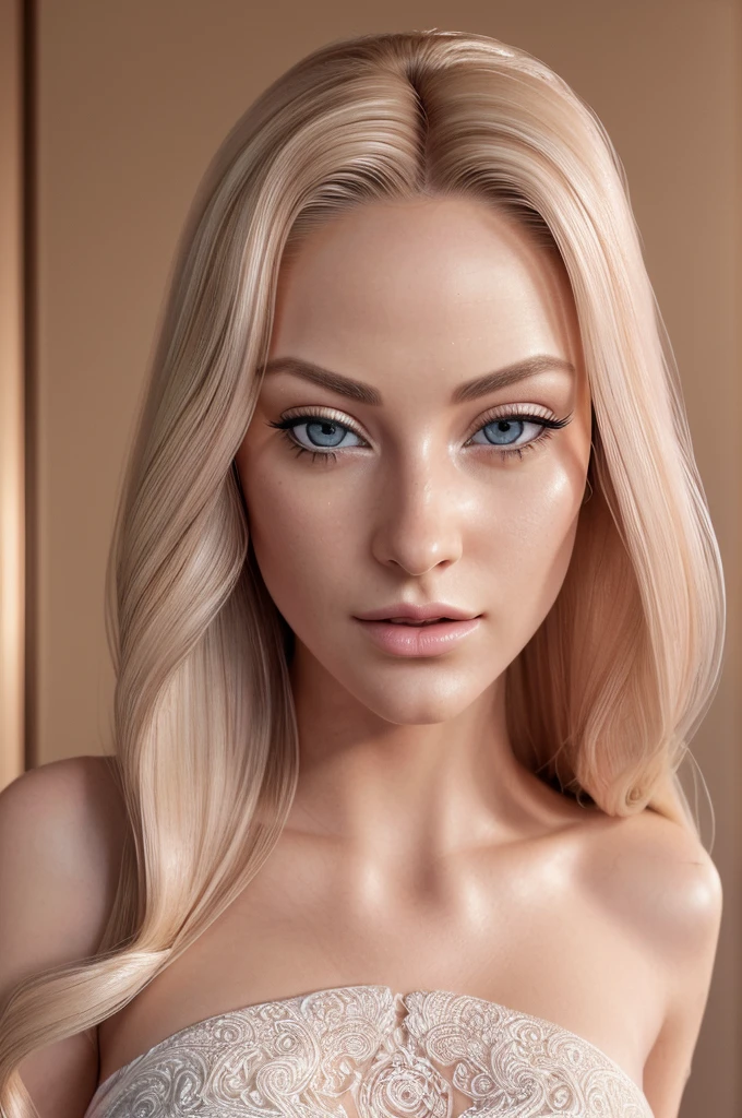 elegant blonde woman, long flowing hair, beautiful detailed eyes, beautiful detailed lips, extremely detailed face, long eyelashes, sensual expression, wearing a white dress, (best quality,4k,8k,highres,masterpiece:1.2),ultra-detailed,(realistic,photorealistic,photo-realistic:1.37),portrait,fashion photography,natural lighting,warm color tones