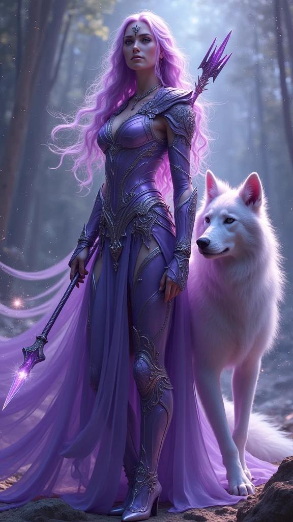 ((Violet lady Warrior suit with arrow of fairy of stars)) , together with his spirit animal , high quality, (RAW photo, best quality), (realistic, photorealistic: 1.4), (extremely delicate and beautiful: 1.4), amazing, fine details, masterpiece, ultra detailed, high resolution, best illustration, best shadow, intricate, ( extremely intricate: 1.2), (exquisitely detailed skin), cinematic light, perfect anatomy, (cool color: 1.4), sharp focus, 8k UHD, DSLR, (Fujifilm XT3),(estilo cinematográfico :1.4), (efectos cinematográfico :1.4), (colores cinematográfico), Epic Fantasy Art Style HD, 4K fantasy art, epic fantasy digital art style, epic fantasy art style, Fantasy Woman, epic fantasy art portrait, Epic fantasy style, hyperrealistic fantasy art, hd fantasy art, Epic fantasy character art, epic fantasy art, in style of dark fantasy art, epic fantasy digital art