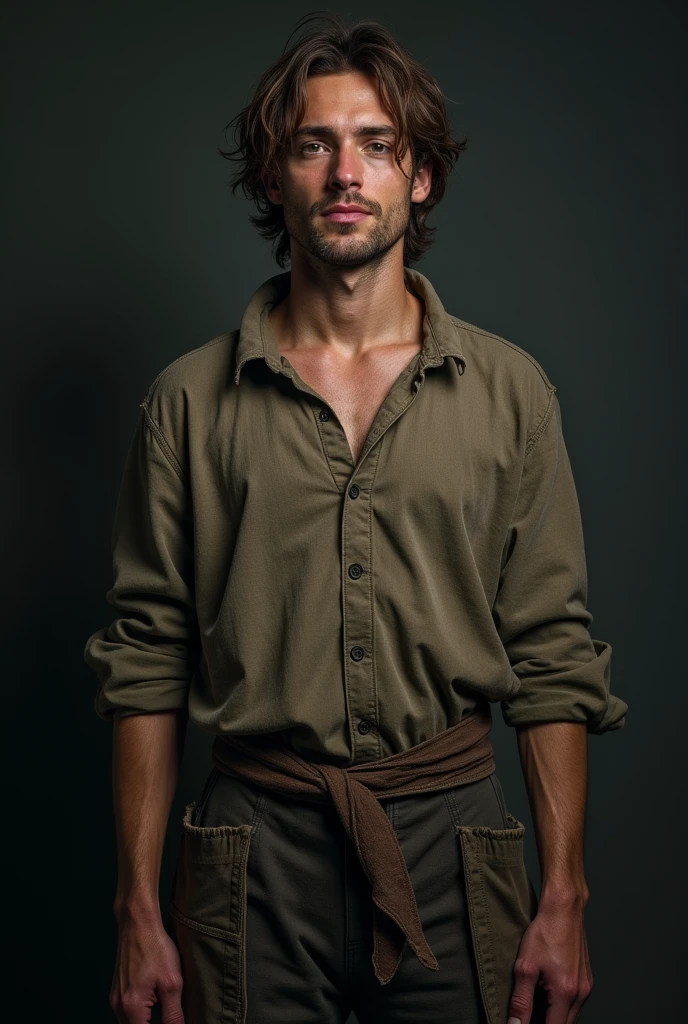 Dutch simple poor young man, close up, standing straight, looking in front, front pose, cinematic, perfect lighting, 4k, 8k, 32k, hdr