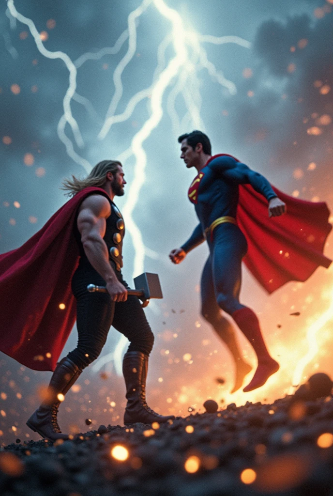 Thor fight with Superman blurred 