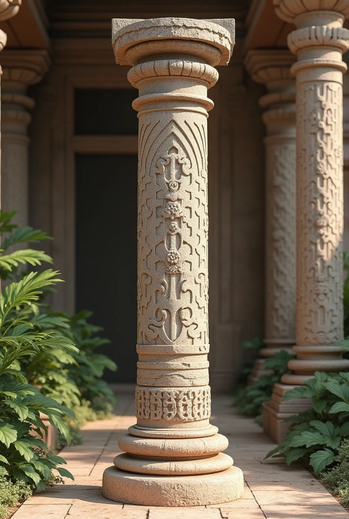 Ancient indian temple piller with simple designs