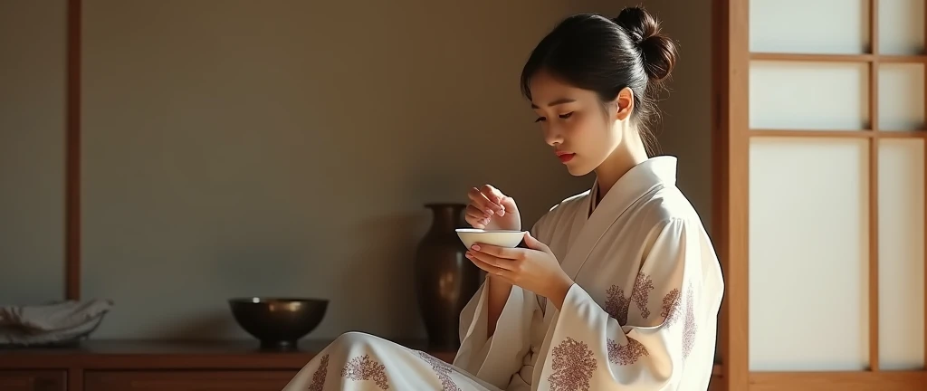 Woman drinking sake