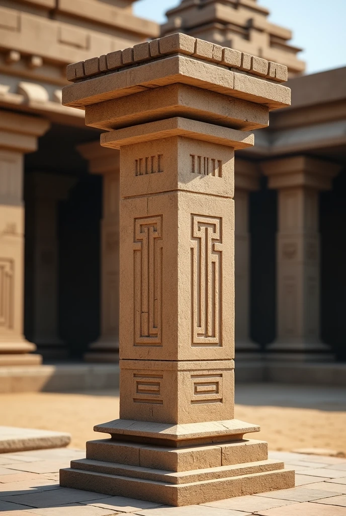 Ancient indian temple piller with simple designs square 
