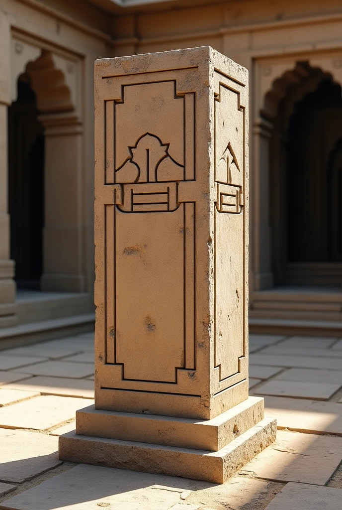 Ancient indian temple piller with simple designs square 
