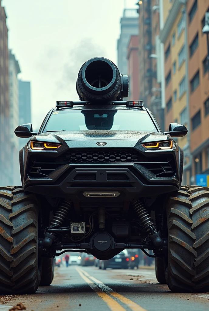 Black Lamborghini with fortuner body and monster truck tyre and jet engine
In City