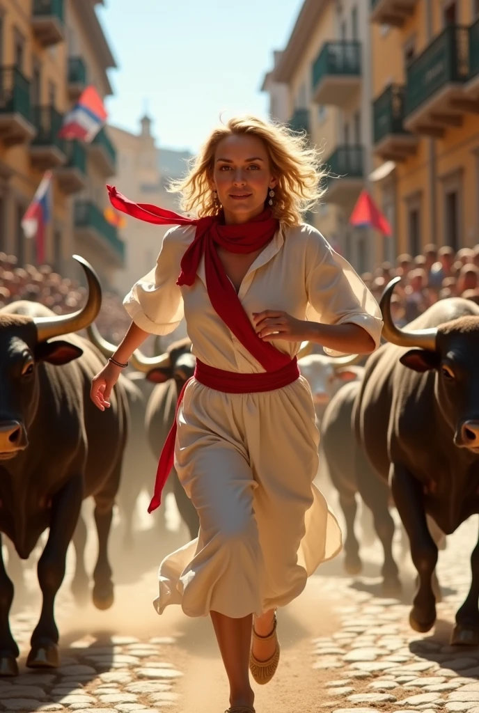 sydney sweeney running the sanfermines