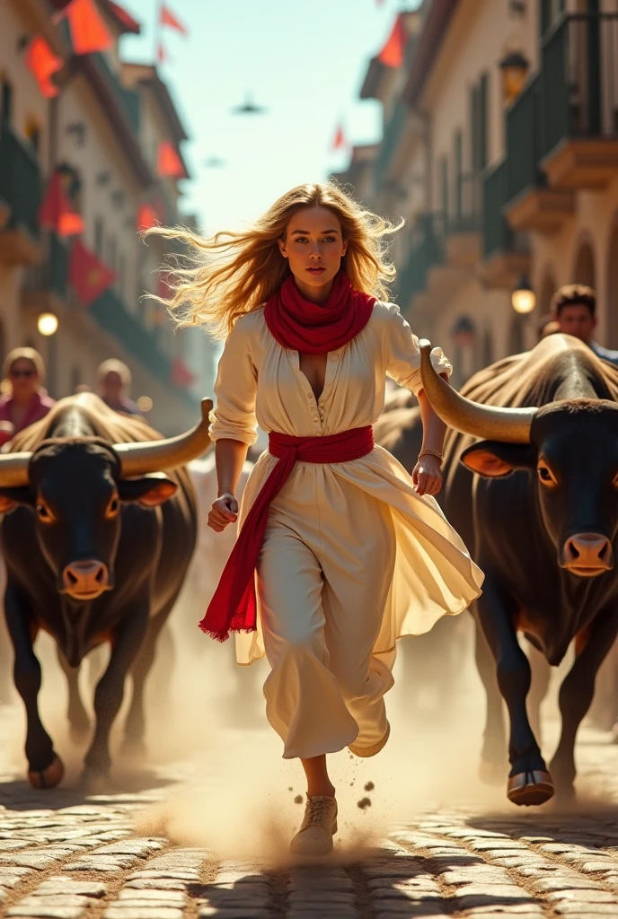 sydney sweeney running the sanfermines