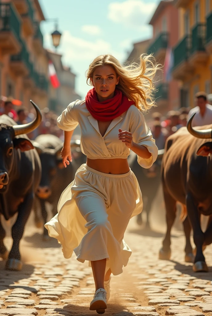 sydney sweeney running the sanfermines