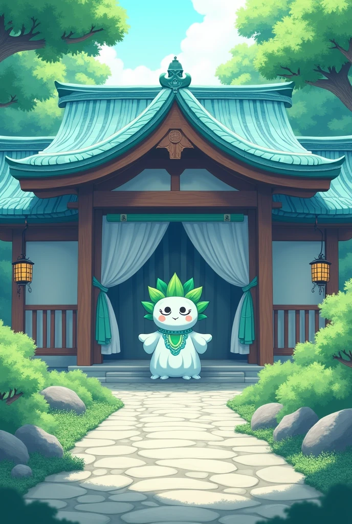 Japan About God plant anime light blue shrine sakaki cute Calm