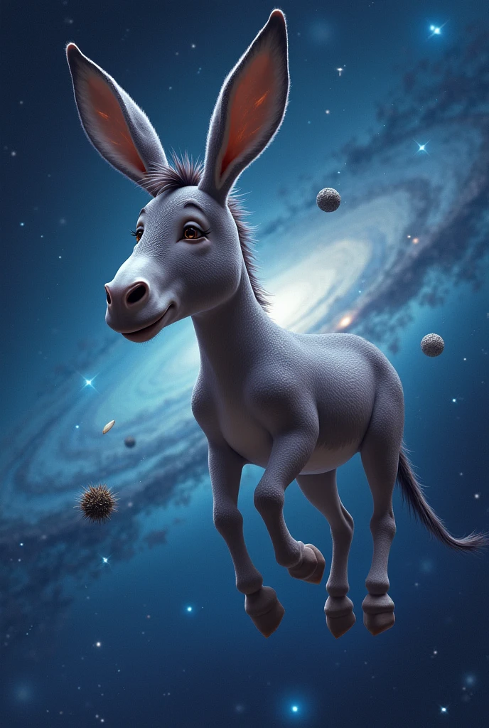 Create image of doneky in space