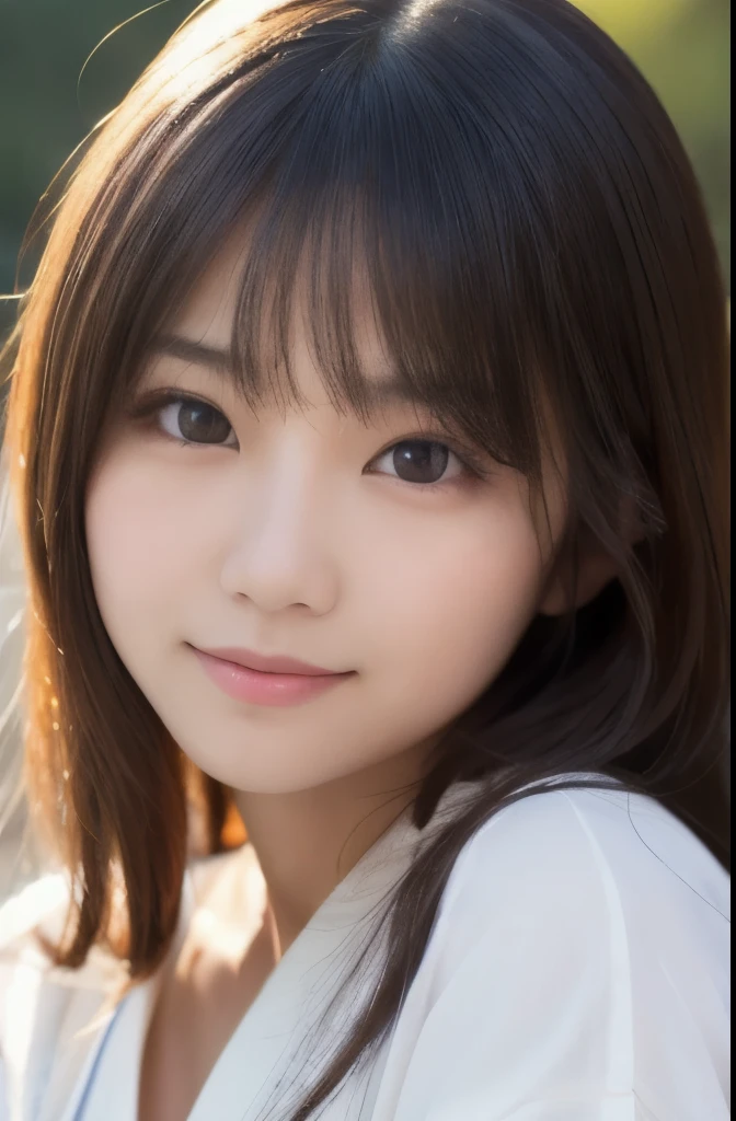 best quality, face focus, soft light, ultra high res, (photorealistic:1.4), RAW photo,(Shinozaki Ai), (fair skin),
1 Japanese girl, solo, cute, smile, (pupil, lights in the eyes),  detailed beautiful face,(high resolution detail of human skin texture),long hair,(portrait), upper body, Japanese white kimono