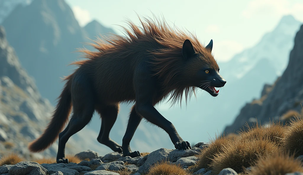There is a wild beast on the mountain，Like a civet cat，Human hair on head（best quality，4K，8k，High level，masterpiece：1.2），Ultra Detailed，（lifelike，Photo real，Photo real：1.37）
