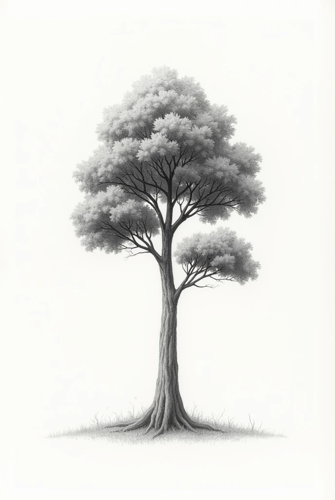 A tree growing taller and stronger, representing economic growth. Pencil art