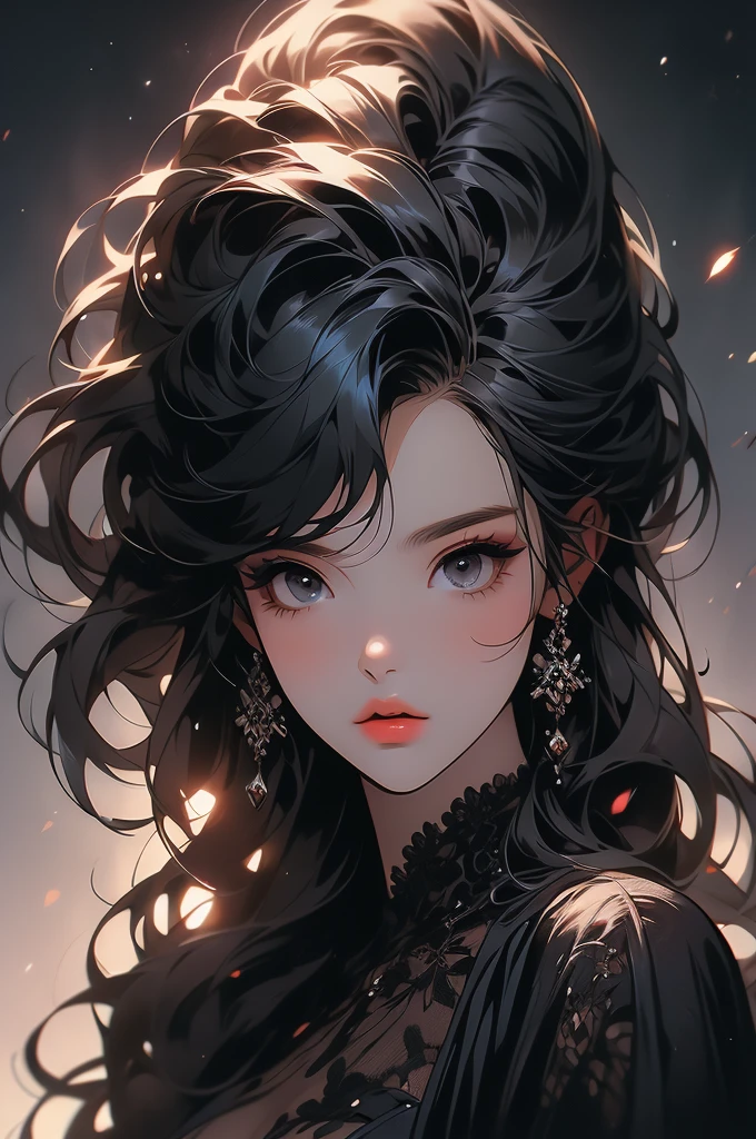 1 girl, black dress, black skin, abyss, darkness