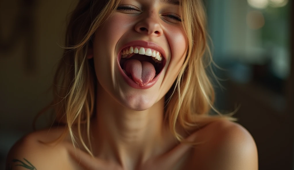 Cum in naked girls mouth