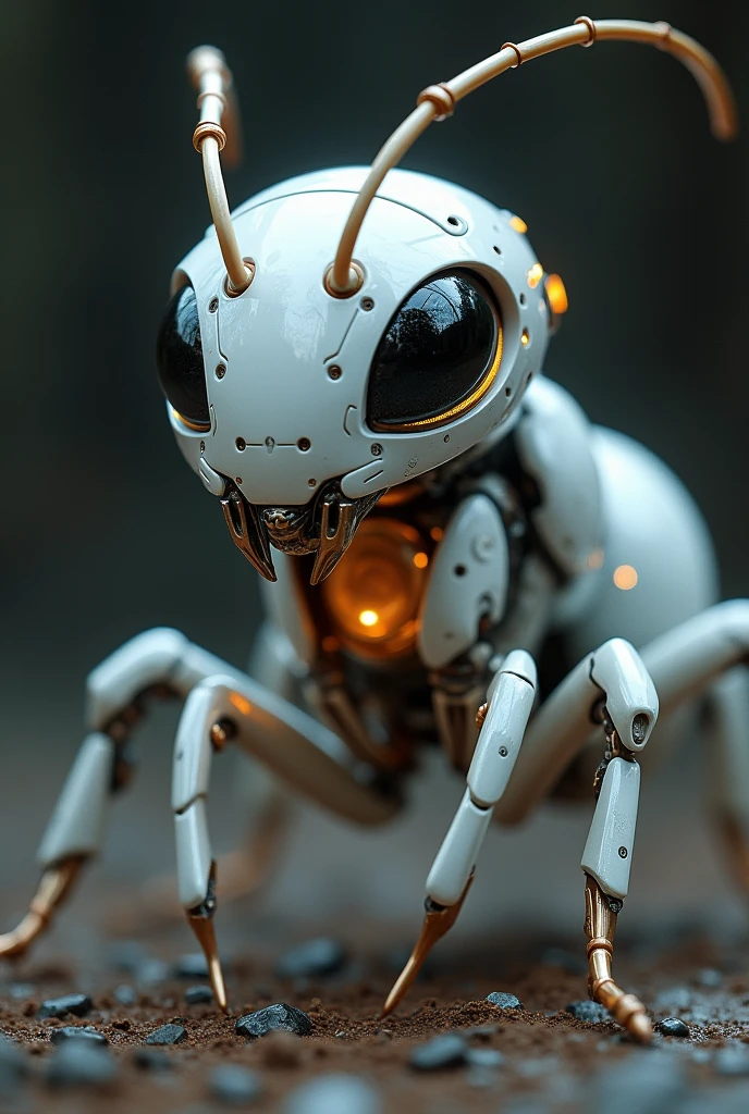 Red ant with white colour cyborg

