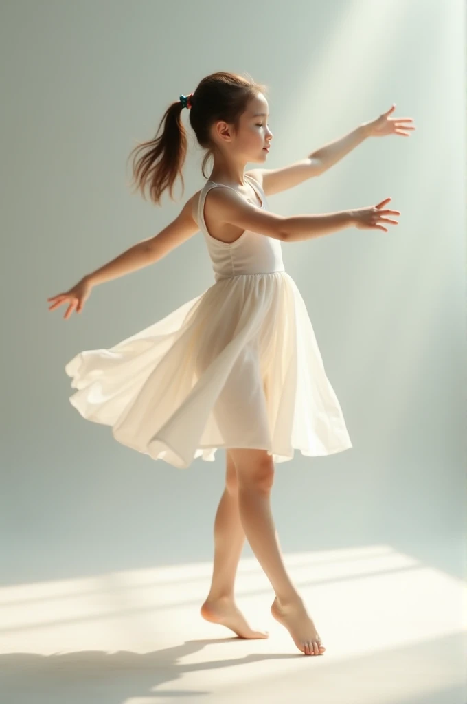 A young girl dance steps