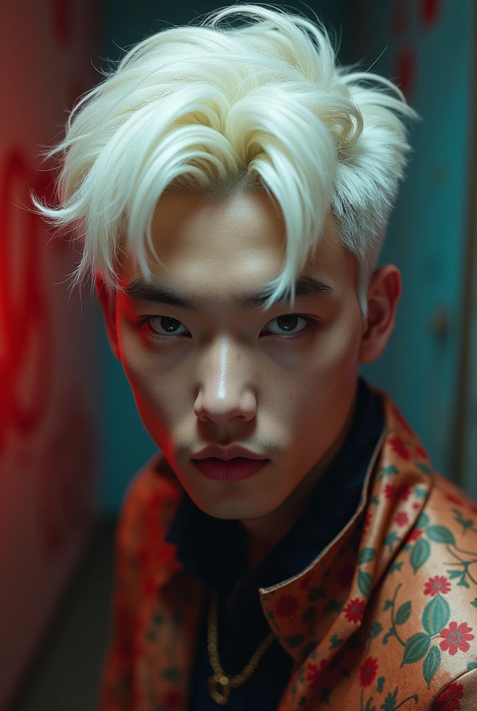 man(Japan)20 years old, white hair, Two blocks of haircut, Obscene set, Provocative image, perfect face, 8k quality, Ridiculous details and texture qualities,