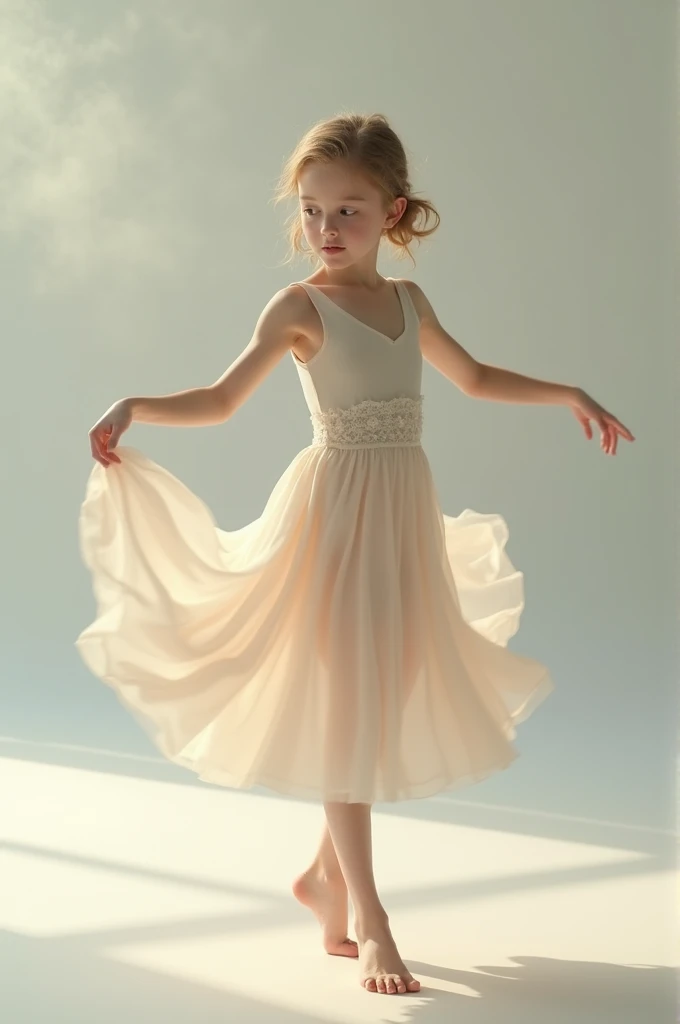 A young girl dance steps