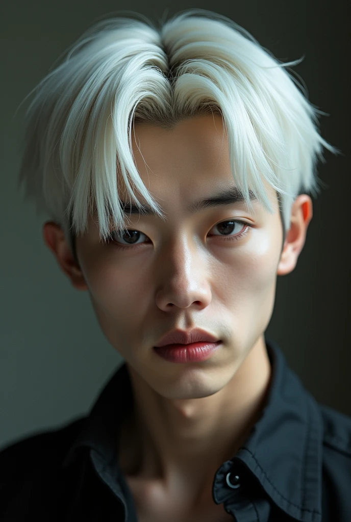 man(Japan)20 years old, white hair, Two blocks of haircut, Obscene set, Provocative image, perfect face, 8k quality, Ridiculous details and texture qualities,