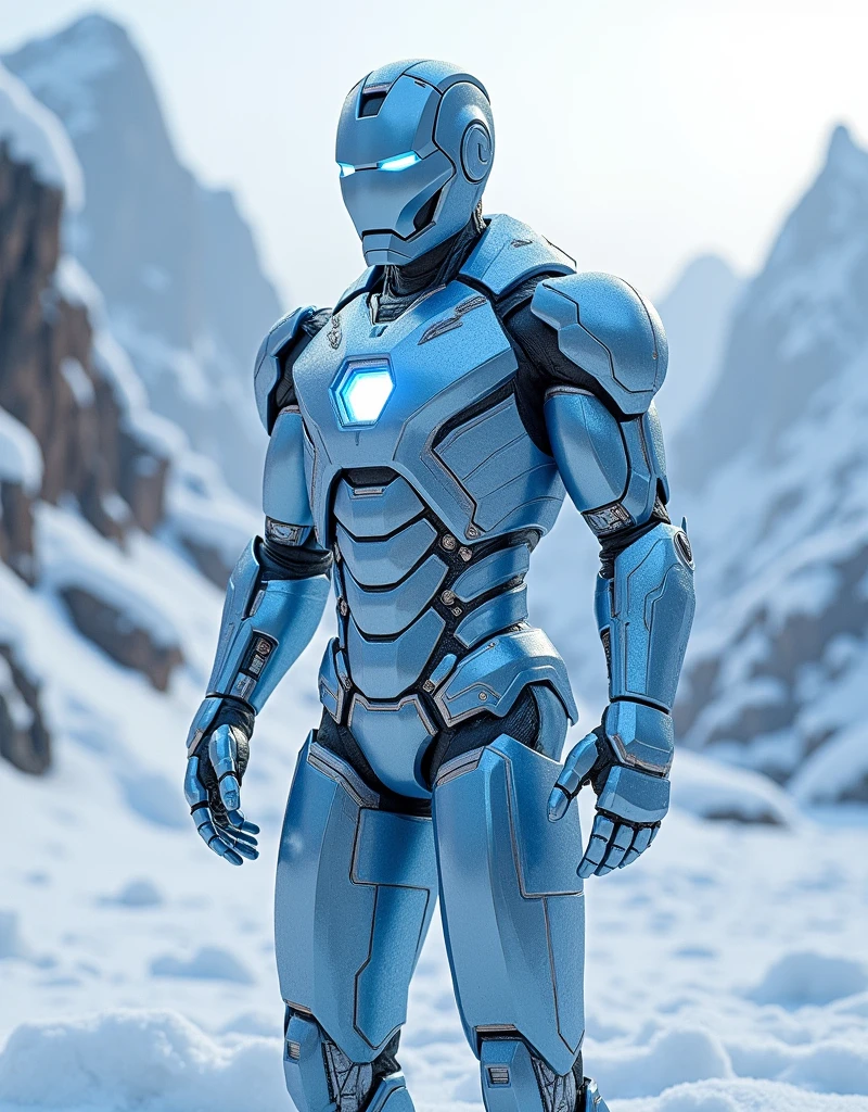 Marvel iron man ice style suit snow fall with Armor futuristic