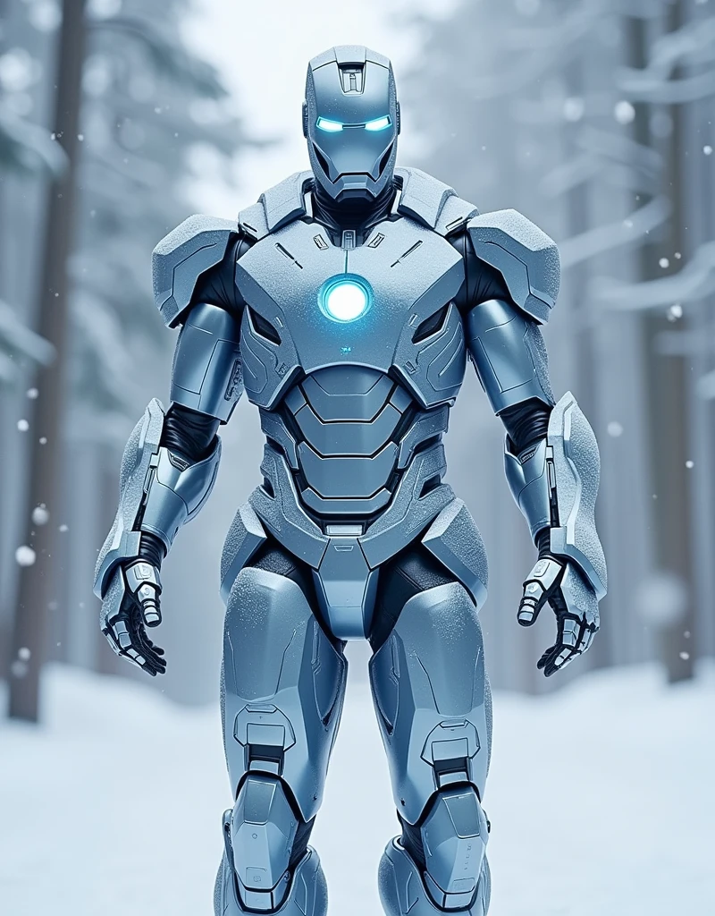 Marvel iron man ice style suit snow fall cold weather 