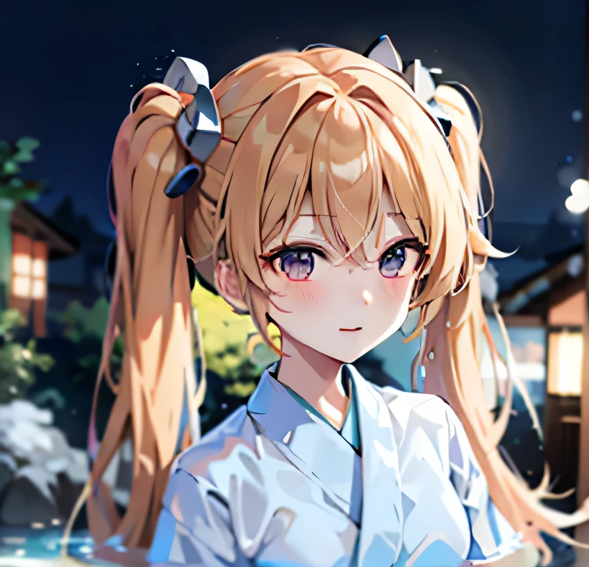 Eva Asuka Langley Blonde long twin tails Kubirebodi yukata hot spring The twelve constellations of the king night Snow Scene beautiful girl