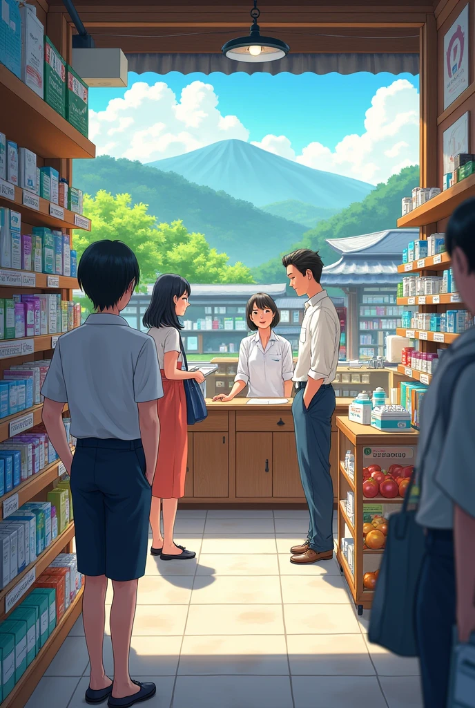 pharmacy Inside the store pharmacist Customers smile medicine sale Japanese Landscape images