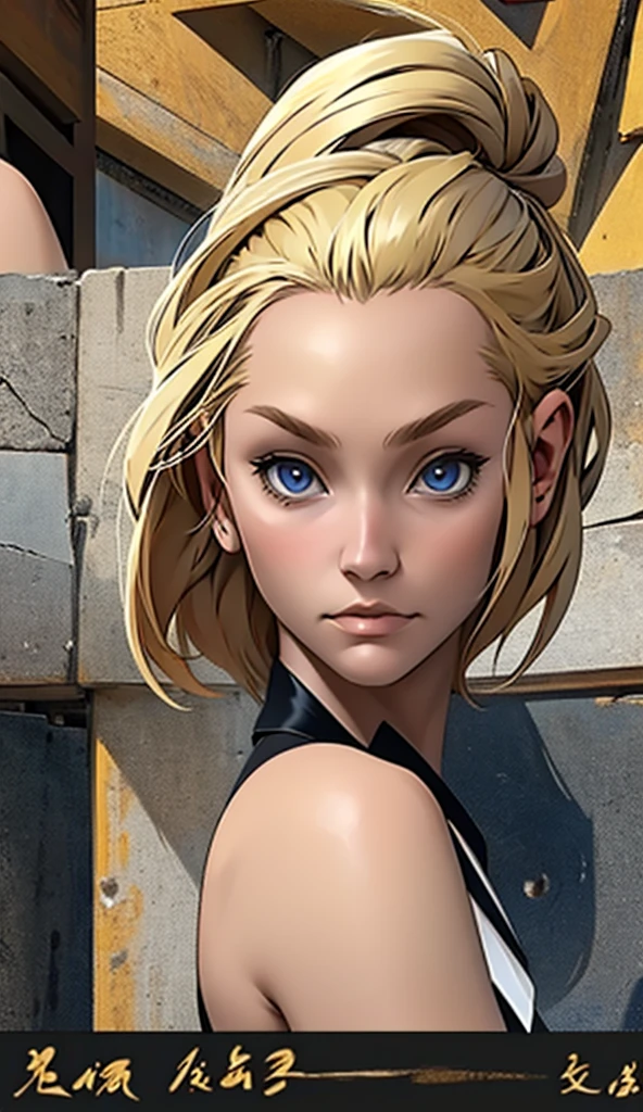 Og Charater sheet with 3 angle view (front, 3/4, side), a girl, blond hair, (masterpiece), best quality, expressive eyes, perfect face